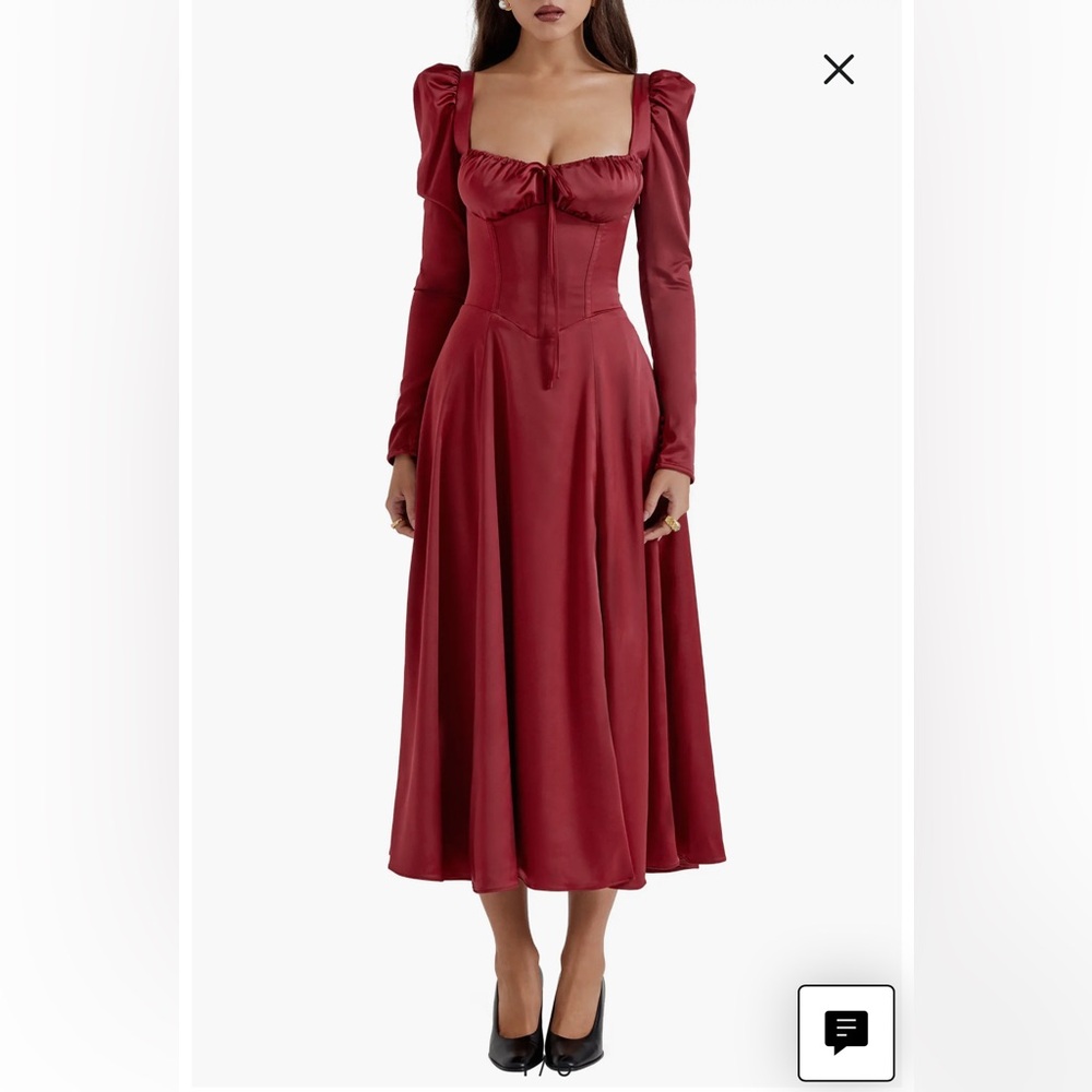 HOUSE OF CB Sebille Long Sleeve Corset Midi Cocktail Dress